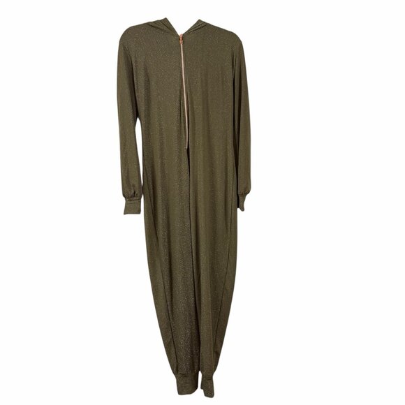 NWOT Savage X Fenty "sleep & shine" sparkly hooded zip front Sleepsuit Sze Large - Picture 2 of 9